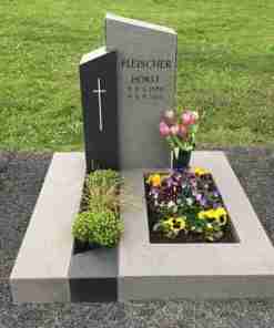 Memorial Headstones With Cross And Portraits